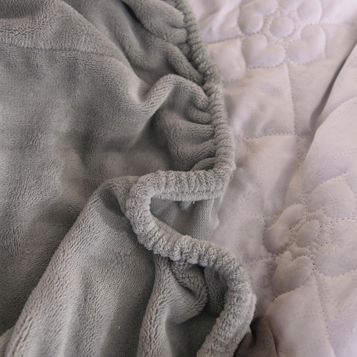 91家纺网 家纺一手货源 找家纺 甜之梦 2025新款牛奶绒夹棉防滑纯色床笠 银灰