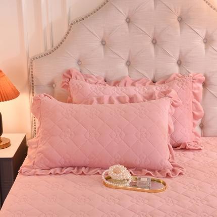 91家纺网 家纺一手货源 找家纺 甜之梦 2025新款牛奶绒夹棉纯色枕套48*74cm 淡粉