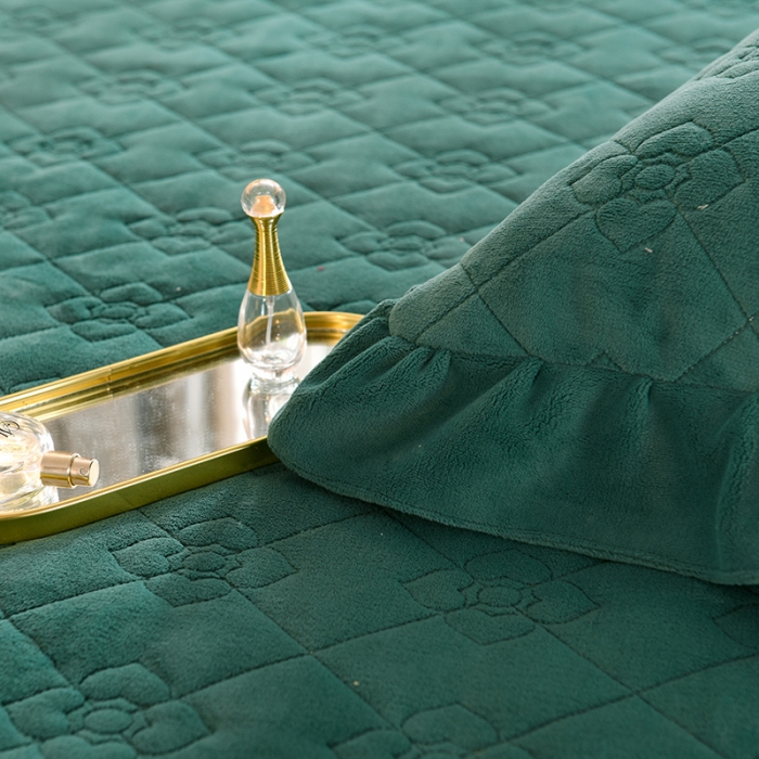 91家纺网 家纺一手货源 找家纺 甜之梦 2025新款牛奶绒夹棉纯色枕套48*74cm 墨绿