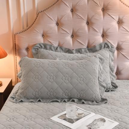 甜之梦 2025新款牛奶绒夹棉纯色枕套48*74cm 银灰