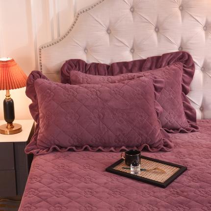 91家纺网 家纺一手货源 找家纺 甜之梦 2025新款牛奶绒夹棉纯色枕套48*74cm 紫豆沙