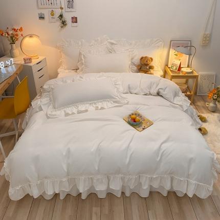 91家纺网 家纺一手货源 找家纺 （总）衿成家纺  2025新款韩版花边磨毛四件套床单床裙