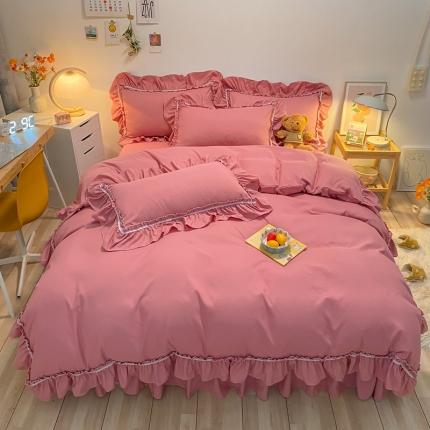 91家纺网 家纺一手货源 找家纺 （总）衿成家纺  2025新款韩版花边磨毛四件套床单床裙