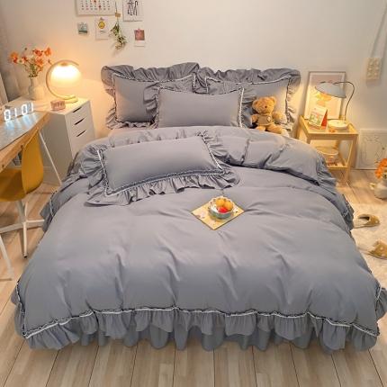 91家纺网 家纺一手货源 找家纺 （总）衿成家纺  2025新款韩版花边磨毛四件套床单床裙