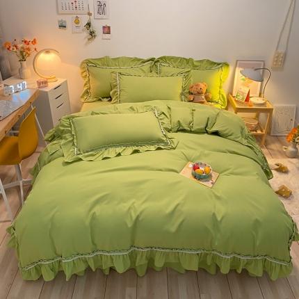 91家纺网 家纺一手货源 找家纺 （总）衿成家纺  2025新款韩版花边磨毛四件套床单床裙