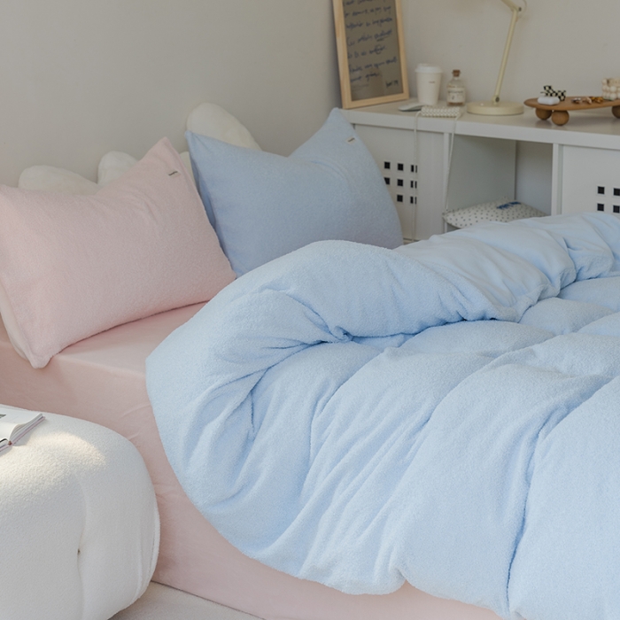 91家纺网 家纺一手货源 找家纺 洋铭区 2021新款ab版牛奶绒软糖绒四件套 海星蓝