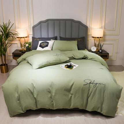 91家纺网 家纺一手货源 找家纺 （总）孟鑫家纺 2021新款加厚纯色刺绣磨毛四件套