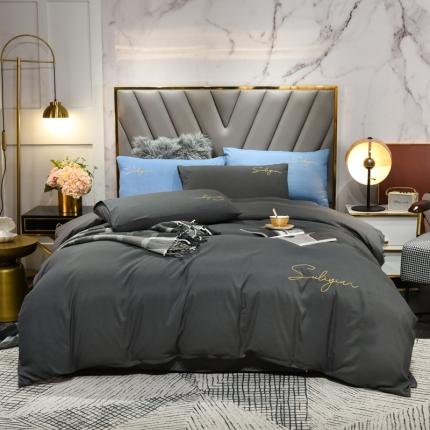 91家纺网 家纺一手货源 找家纺 （总）孟鑫家纺 2021新款加厚纯色刺绣磨毛四件套