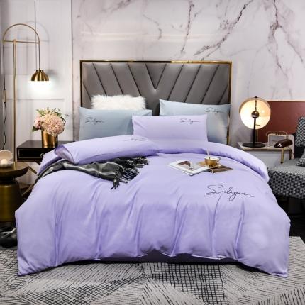 91家纺网 家纺一手货源 找家纺 （总）孟鑫家纺 2021新款加厚纯色刺绣磨毛四件套