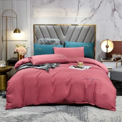 91家纺网 家纺一手货源 找家纺 （总）孟鑫家纺 2021新款加厚纯色刺绣磨毛四件套