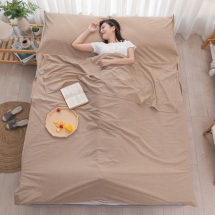 91家纺网 家纺一手货源 找家纺 乐童家纺 2021新款全棉色织水洗棉隔脏睡袋 卡其色