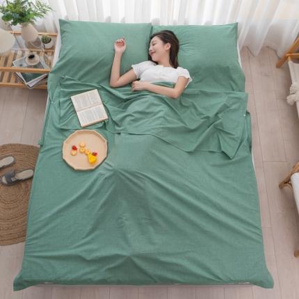 91家纺网 家纺一手货源 找家纺 乐童家纺 2021新款全棉色织水洗棉隔脏睡袋 绿色