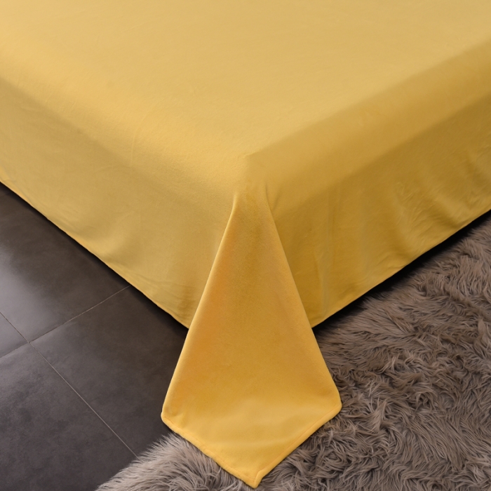 91家纺网 家纺一手货源 找家纺 简爱家纺2025款高克重牛奶绒拼角工艺四件套 H款-鹅黄