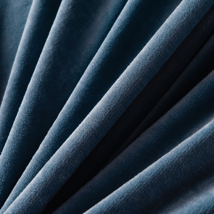 91家纺网 家纺一手货源 找家纺 简爱家纺2025款高克重牛奶绒拼角工艺四件套 H款-蓝灰