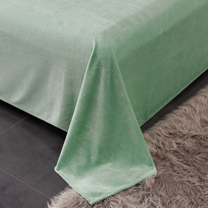 91家纺网 家纺一手货源 找家纺 简爱家纺2025款高克重牛奶绒拼角工艺四件套 H款-浅绿
