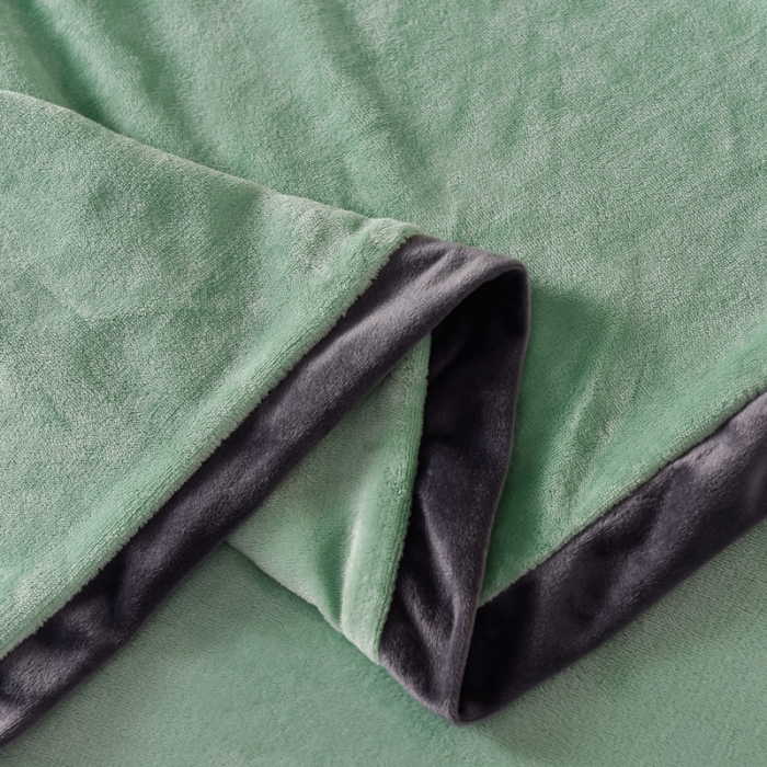 91家纺网 家纺一手货源 找家纺 简爱家纺2025款高克重牛奶绒拼角工艺四件套 H款-浅绿