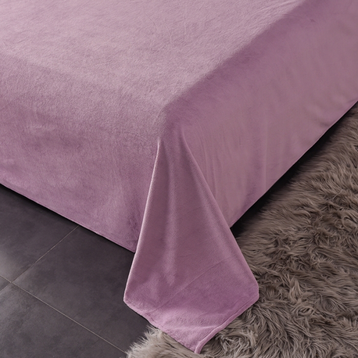 91家纺网 家纺一手货源 找家纺 简爱家纺2025款高克重牛奶绒拼角工艺四件套 H款-浅紫