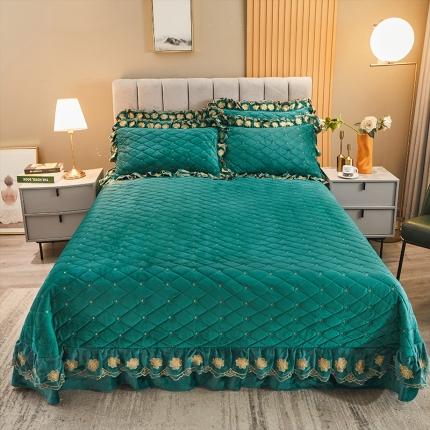 91家纺网 家纺一手货源 找家纺 恒爱2021新款清新雅致系列床盖被套枕套 雅致清新-翡翠绿