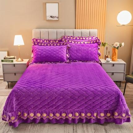 恒爱2021新款清新雅致系列床盖被套枕套 雅致清新-帝王紫