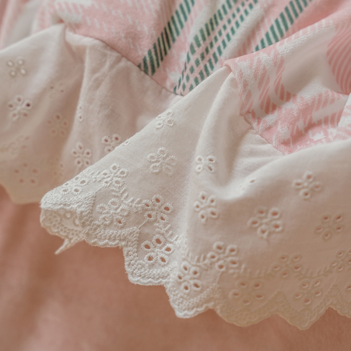 91家纺网 家纺一手货源 找家纺 圆岛家纺新款冬季森系新款高档婴儿绒花边款加厚四件套 仙境森林