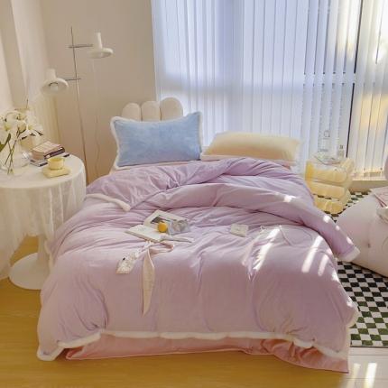 91家纺网 家纺一手货源 找家纺 （总）圆岛家新品纺撞色混搭马卡龙ins慢热风冬款暖绒四件套