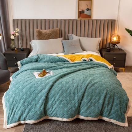 91家纺网 家纺一手货源 找家纺 摩妮卡 2025新款加厚立体提花双面绒毛毯 卡瑞拉-莫绿