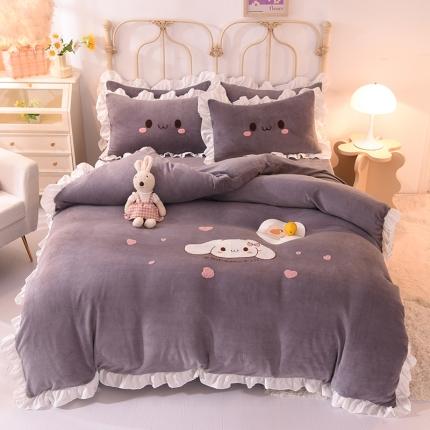 91家纺网 家纺一手货源 找家纺 （总）2021 梦之岛 新款牛奶绒毛巾绣四件套