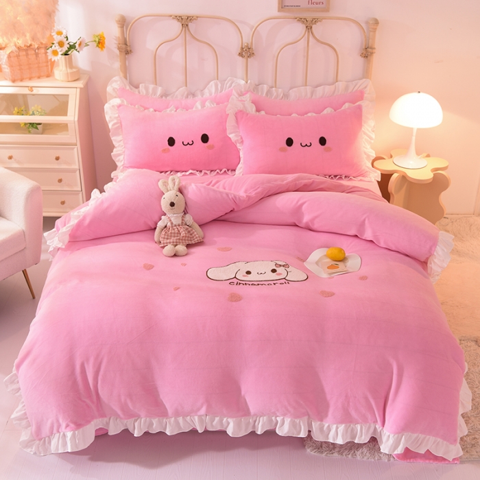 91家纺网 家纺一手货源 找家纺 （总）2021 梦之岛 新款牛奶绒毛巾绣四件套