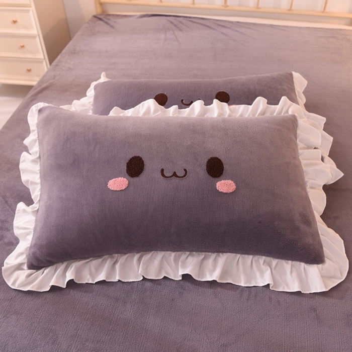 91家纺网 家纺一手货源 找家纺 2021 梦之岛 新款牛奶绒毛巾绣四件套 可爱兔-灰