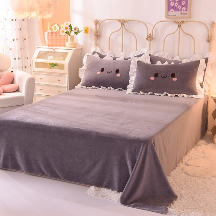 91家纺网 家纺一手货源 找家纺 2021 梦之岛 新款牛奶绒毛巾绣四件套 可爱兔-灰