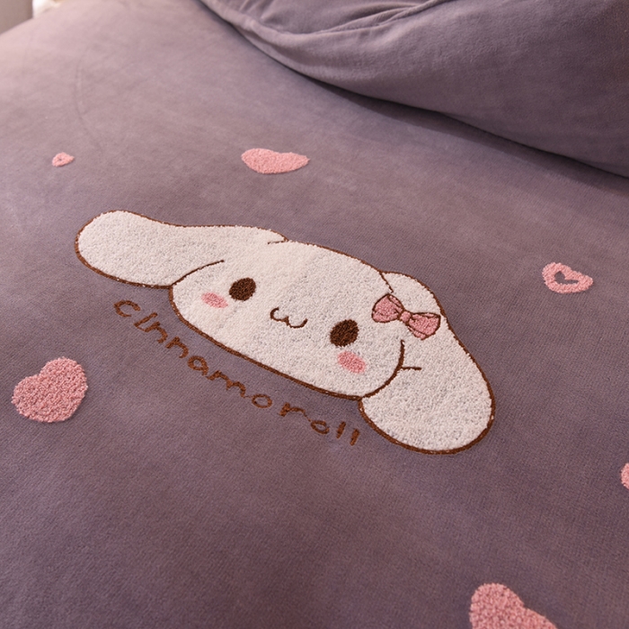 91家纺网 家纺一手货源 找家纺 2021 梦之岛 新款牛奶绒毛巾绣四件套 可爱兔-灰