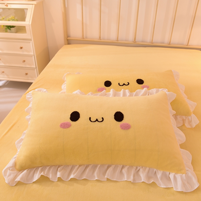 91家纺网 家纺一手货源 找家纺 2021 梦之岛 新款牛奶绒毛巾绣四件套 可爱兔-黄