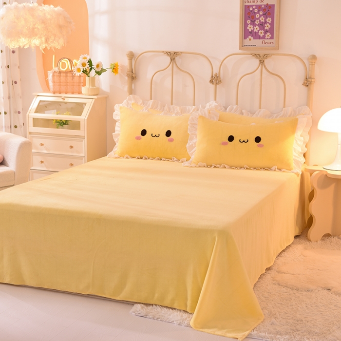 91家纺网 家纺一手货源 找家纺 2021 梦之岛 新款牛奶绒毛巾绣四件套 可爱兔-黄