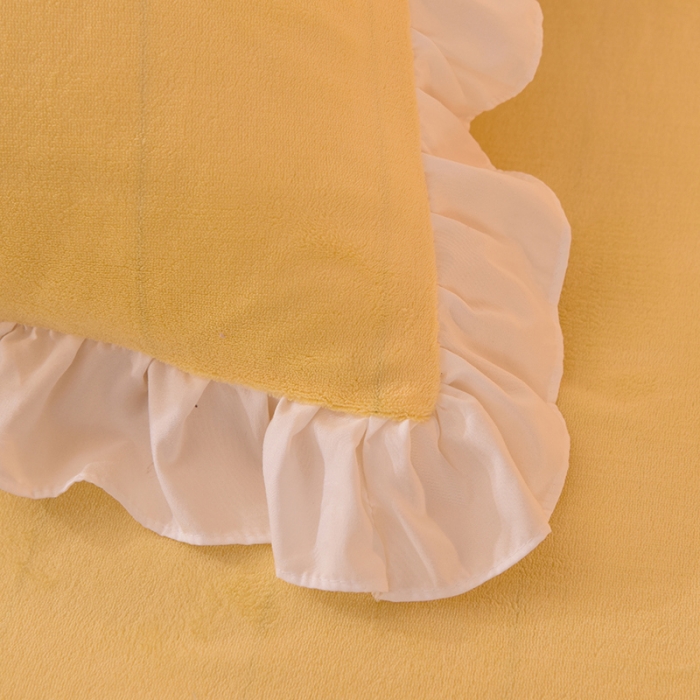 91家纺网 家纺一手货源 找家纺 2021 梦之岛 新款牛奶绒毛巾绣四件套 可爱兔-黄