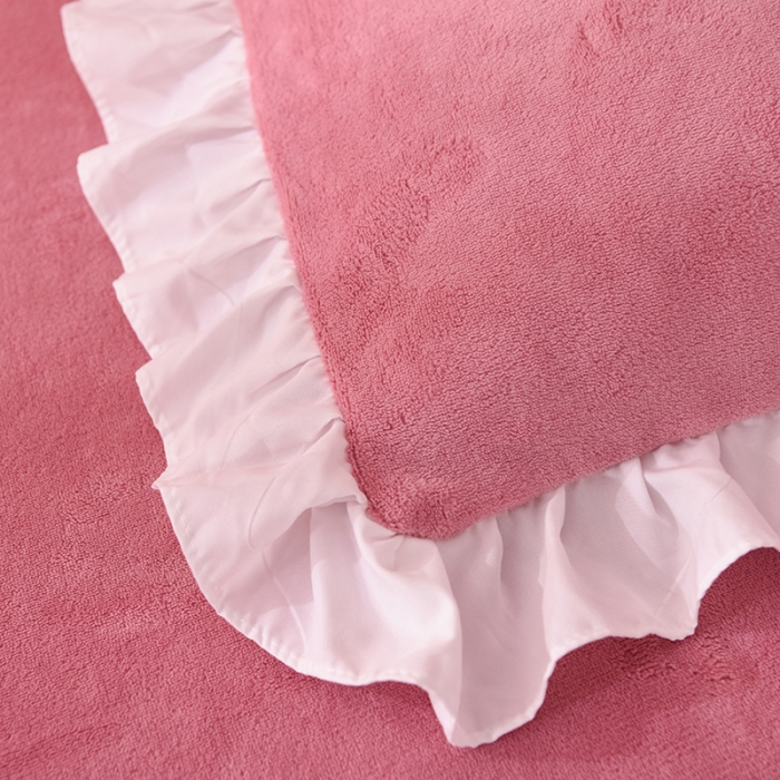 91家纺网 家纺一手货源 找家纺 2021 梦之岛 新款牛奶绒毛巾绣四件套 小雏菊-豆沙