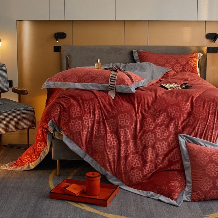 91家纺网 家纺一手货源 找家纺 （总）爱缦2021新款格调系列棚拍230克婴儿绒四件套