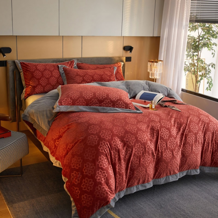 91家纺网 家纺一手货源 找家纺 （总）爱缦2021新款格调系列棚拍230克婴儿绒四件套