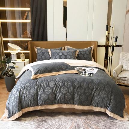 91家纺网 家纺一手货源 找家纺 爱缦2021格调系列实拍230克婴儿绒四件套 亚麻灰