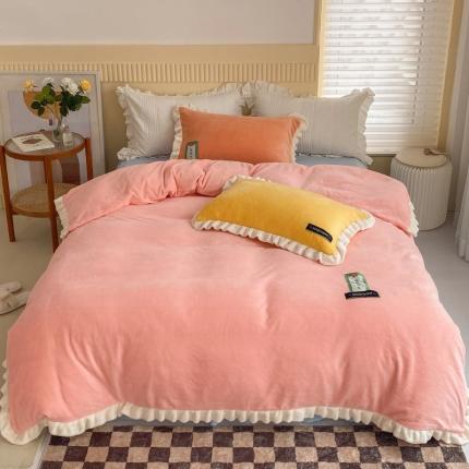 91家纺网 家纺一手货源 找家纺 （总）金爱家2021新款牛奶绒230g糖果色四件套