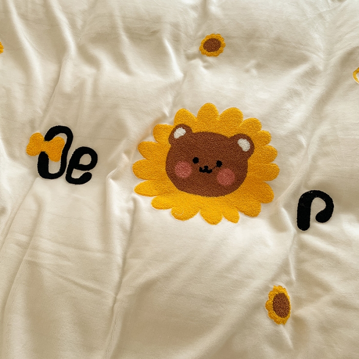 91家纺网 家纺一手货源 找家纺 （总）绒兔兔 2021秋冬牛奶绒毛巾绣韩版床裙床单四件套