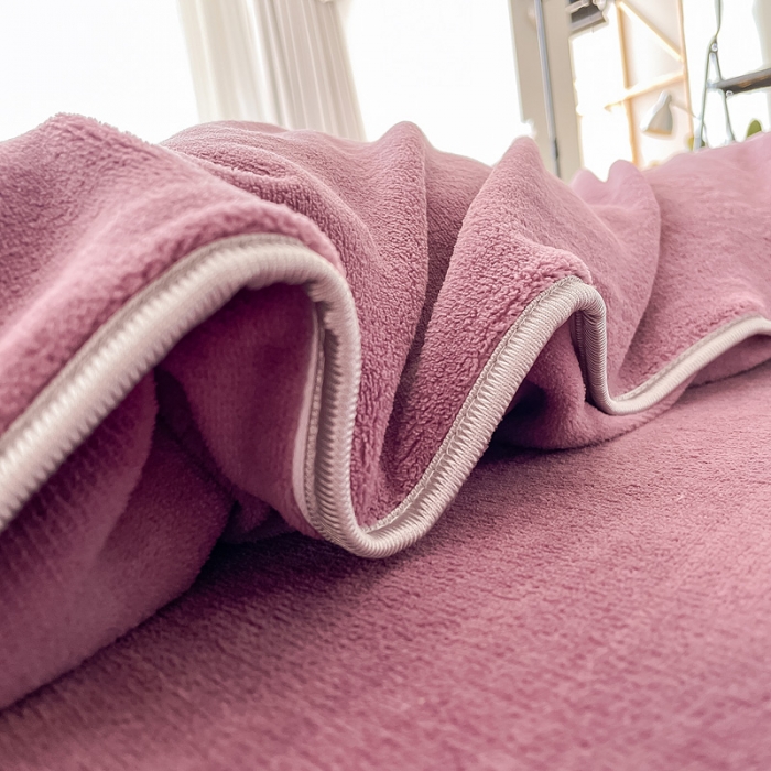 91家纺网 家纺一手货源 找家纺 绒兔兔 2021秋冬牛奶绒毛巾绣韩版床裙床单四件套 晚安-浅紫