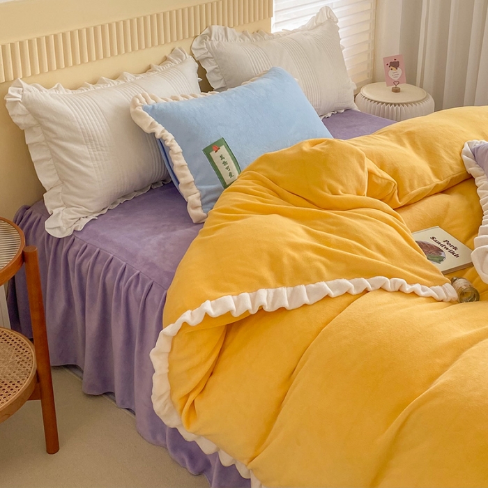 91家纺网 家纺一手货源 找家纺 （总）金爱家2021新款牛奶绒230g糖果色四件套