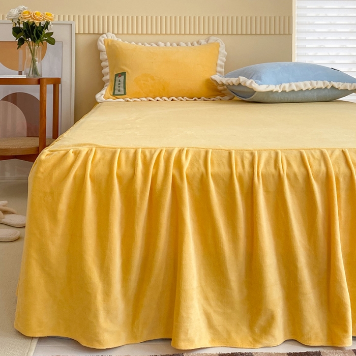 91家纺网 家纺一手货源 找家纺 （总）金爱家2021新款牛奶绒230g糖果色单床裙