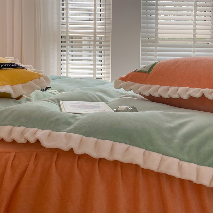 91家纺网 家纺一手货源 找家纺 金爱家2021新款牛奶绒230g糖果色单床笠 糖果色-明绿