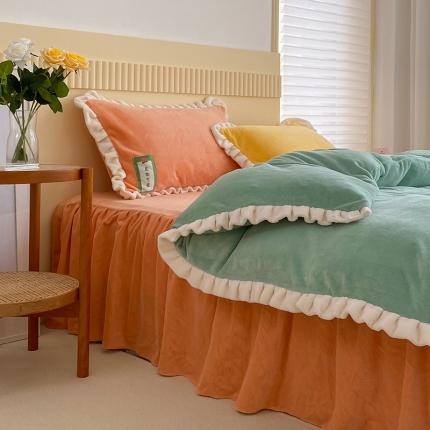 金爱家2021新款牛奶绒230g糖果色单床笠 糖果色-明绿