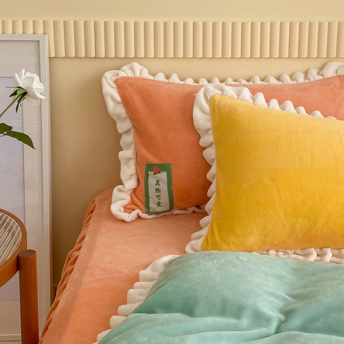 91家纺网 家纺一手货源 找家纺 金爱家2021新款牛奶绒230g糖果色单床笠 糖果色-明绿