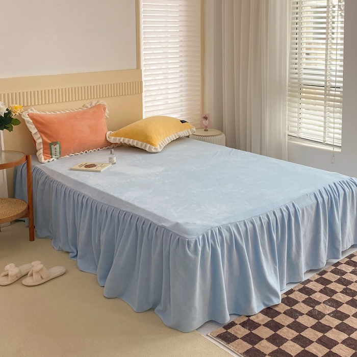 91家纺网 家纺一手货源 找家纺 金爱家2021新款牛奶绒230g糖果色单床笠 糖果色-樱花粉