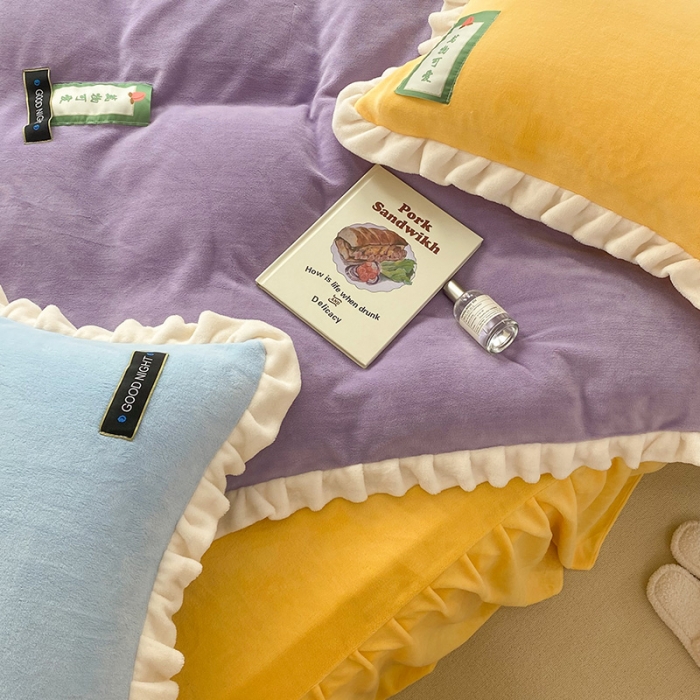 91家纺网 家纺一手货源 找家纺 金爱家2021新款牛奶绒230g糖果色单被套 糖果色-风信紫