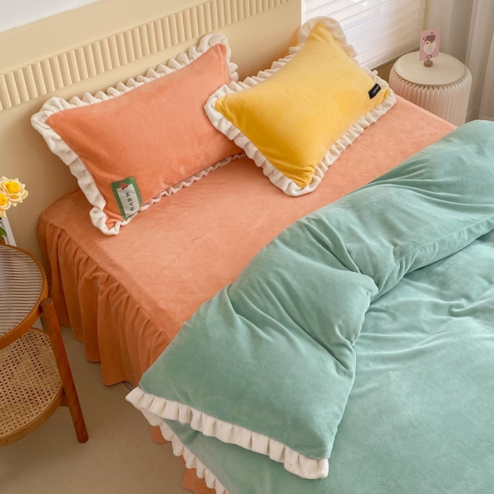 91家纺网 家纺一手货源 找家纺 金爱家2021新款牛奶绒230g糖果色单被套 糖果色-明绿