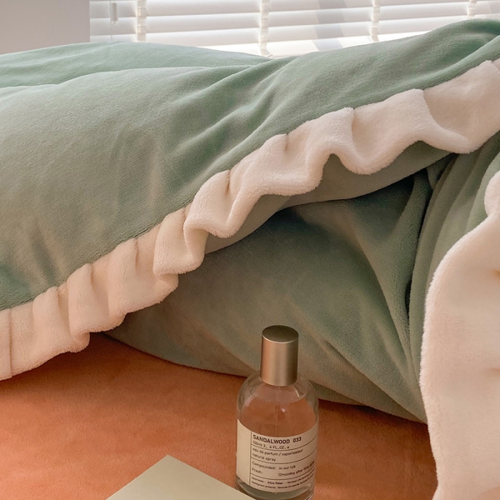 91家纺网 家纺一手货源 找家纺 金爱家2021新款牛奶绒230g糖果色单被套 糖果色-明绿